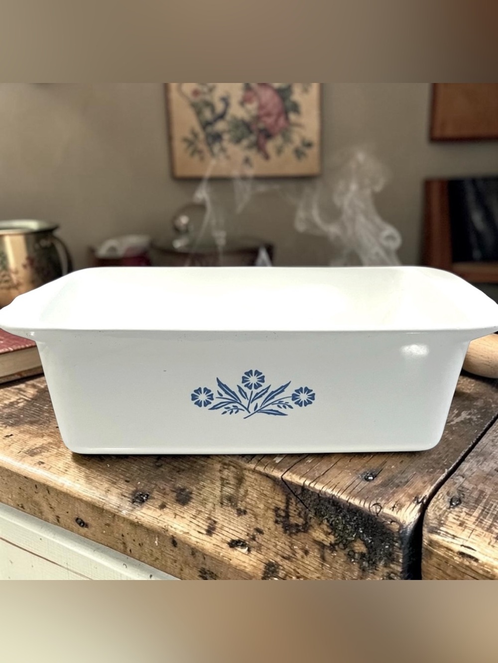 CorningWare Cornflower Blue P-315-B 2 Qt Loaf Pan 9x5x3 USA Vintage Baking Dish
